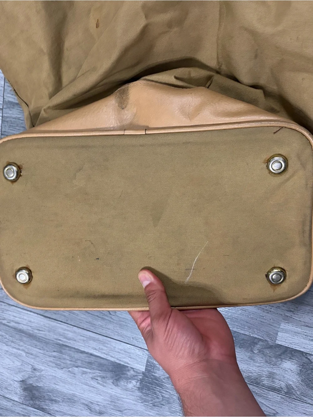 Polo by Ralph Lauren Tan Canvas Tote with Leather Flap and Trim